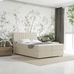 Boxspringbett 140x200 EVEREST, mit Topper, mit Bettk&auml;sten, Doppelbett, Beige, Panda