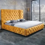 riess-ambiente Queensize Doppelbett PARIS 160x200cm senfgelb Samt Chesterfield...