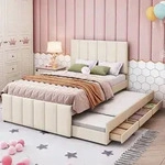 Flieks Polsterbett mit Unterbett, Einzelbett Jugendbett mit Lattenrost und