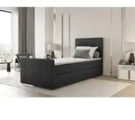Boxspringbett Bett MARKOS 90x200cm Bettkasten Seite Rechts Dunkelgrau inkl. Topper -