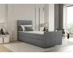 Boxspringbett Bett MARKOS 90x200cm Bettkasten Seite Links Grau inkl. Topper - Grau