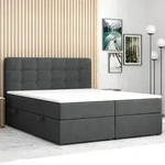Boxspringbett PRAG Chesterfield &ndash; Optik mit Bettkasten 180 x 200 cm Webstoff Grau