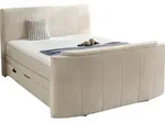 Boxspringbett - 180 x 200 cm - Beige - Webstoff - elektrisch ausfahrbare TV-Halterung