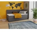 Boxspringbett Flame mit Bettkasten - Einzelbett mit Bonell-Matratze und Topper,