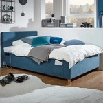 Meise M&ouml;bel Cool Polsterbett inkl. Bettkasten Holzfu&szlig; massiv eichefarbig - Blau