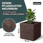 XL Pflanzkasten &bdquo;Millennium&ldquo; 49x49x49 cm - 80L Volumen - Braun - Rollbar -