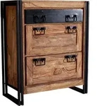 SIT Schuhschrank aus Akazie | 1 Schublade und 2 Klappen | natur mit...