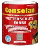 Consolan Wetterschutzfarbe, Deckender Holzschutz f&uuml;r Au&szlig;en, Steingrau, 2,5 l - Grau