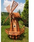 Garten-Windm&uuml;hle aus Holz &ndash; H&ouml;he 1,65 Meter