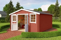 Gartenhaus Outdoor Life Wels 4 inkl. Fu&szlig;boden 425,1 x 410 cm schwedischrot Wei&szlig;