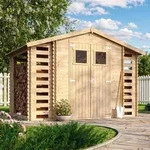 Gartenhaus mit Brennholzregal aus Holz 5,47 m2 - B206xL328xH218 cm &ndash; TIMBELA...