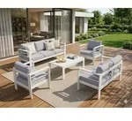 MeXo Gartenm&ouml;belset, Loungeset Aluminium f&uuml;r 6-7 Personen mit Kissen & Couchtisch