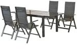 Merxx Taviano Gartenm&ouml;bel Set 5tlg., 4 Klappsessel, Ausziehtisch 140 (200) x 90 cm -