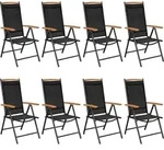 vidaXL 9-tlg. Garten-Essgruppe Aluminium Schwarz - Schwarz