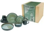CreaTable, 21554, Nordic Fjord Green, Kombiservice 10-tlg, Steinzeug - Gr&uuml;n