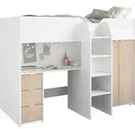 Parisot Hochbett Tom mit Schreibtisch, Schubk&auml;sten & Schrank - Wei&szlig;