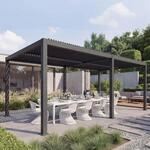 Pergola HWC-L46, Gartenpavillon Lamellen-Pavillon, 10cm-Aluminium-Gestell,...