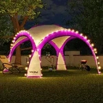 LED Event Pavillon 3,6 x 3,6m DomeShelter Garten Pavillion inkl. Solarmodul...