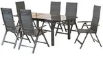Merxx Gartenm&ouml;bel Set Taviano 7tlg., 6 Klappsessel, Ausziehtisch 140 (200) x 90 cm -