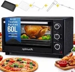 OptimumX Minibackofen 60 Liter XXL mit Umluft, 2200W, Drehspie&szlig;, Anthrazit -...