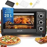 OptimumX 20 L Minibackofen, Klein mini Backofen mit Umluft, 60 Min Timer, Pizza-Ofen,