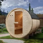 Artsauna Outdoor Fasssauna Spitzbergen 220 f&uuml;r 6 Personen - 8 kW Ofen &...