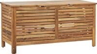 BELIANI Auflagenbox Akazienholz Hellbraun 130 x 64 x 48 cm ge&ouml;lte Oberfl&auml;che...
