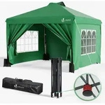 VOUNOT&reg; Pavillon 3x3m Pop Up Faltpavillon mit 4 Seitenteilen und 4 Sands&auml;cke, gr&uuml;n