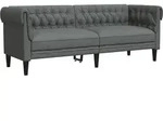 vidaXL Chesterfield-Sofa 3-Sitzer Dunkelgrau Stoff - Grau