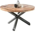 Esstisch - Anthrazit - Braun - Mangoholz massiv - Metallgestell - &Oslash; 130 cm -