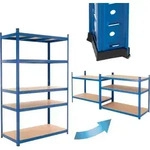 ECD Germany Werkstattregal Schwerlastregal 200x100x50 cm, Blau, aus pulverbeschichtem