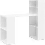WOHNLING Schreibtisch WL5.692 mit Regal 120 x 120 x 53 cm Wei&szlig; Matt Holz Modern
