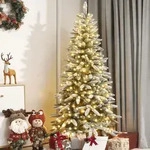 Yorbay 180/210cm K&uuml;nstlicher Weihnachtsbaum Slim mit Beleuchtung LED...