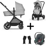 Cybex Eos Basic 3-in-1 Kinderwagen Schwarz + Adapter + Aton B2 I-Size Autositz Lava
