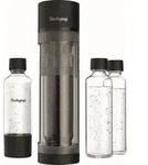 SODAPOP Wassersprudler Logan matt schwarz, 1x 850ml + 1x 600ml Glas + 1x 850ml PET,