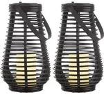 2x LED Solarlampe, Feuer-Effekt, Henkel, schwarz, H 26 cm - Schwarz