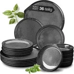Moritz & Moritz VIDA 36tlg Tafel Service Anthrazit Geschirr Set - Grau