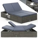 CASARIA Sonnenliege Polyrattan 2 Personen - Grau