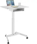 H&ouml;henverstellbarer Laptoptisch mit Rollen und Schublade Sitz-steh-Schreibtisch -