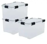 Iris Ohyama Luftdichte Kunststoff-Aufbewahrungsboxen mit Deckel, 70L, 3er-Set,