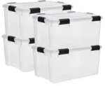 Iris Ohyama Luftdichte Kunststoff-Aufbewahrungsboxen mit Deckel, 50L, 4er-Set,