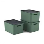 Jive Aufbewahrungsbox mit Deckel 16 L 3er-Set Stapelboxen im A4 Format Gr&uuml;n - Gr&uuml;n