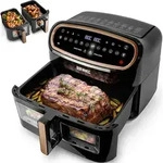 Duronic AF34 BG Hei&szlig;luftfritteuse mit Sichtfenster | XXL Doppel Air fryer mit 2