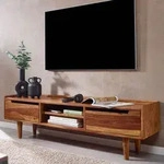 WOHNLING Lowboard Sheesham Massivholz 145x43x35 cm TV-Kommode mit zwei T&uuml;ren