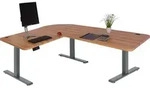 Eck-Schreibtisch HWC-D40, Computertisch elektrisch h&ouml;henverstellbar 178x178cm...