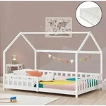 Hausbett &lsquo;Hesel&rsquo; f&uuml;r Kinder mit Matratze Rausfallschutz Lattenrost 90 x 200 cm