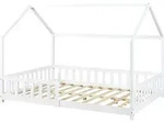 Hausbett &lsquo;Hesel&rsquo; f&uuml;r Kinder mit Rausfallschutz Lattenrost 120 x 200 cm Wei&szlig; -