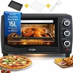 ICQN Minibackofen 15 Liter , 1200W, 90&deg;C-230&deg;C, 60 min. Timer, Anthrazit - Grau
