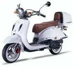 Motorroller Strada mit Top Case 125 ccm 85 km/h, Euro 5, wei&szlig;, Sitzbank braun, GT