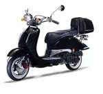 Motorroller Strada mit Top Case 125 ccm 85 km/h, Euro 5, schwarz, Sitzbank schwarz,